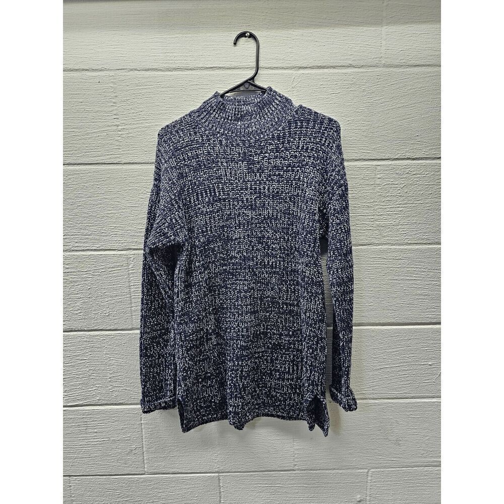 Gap Women's Turtleneck Chunky‎ Marled Sweater Tunic Small Blue